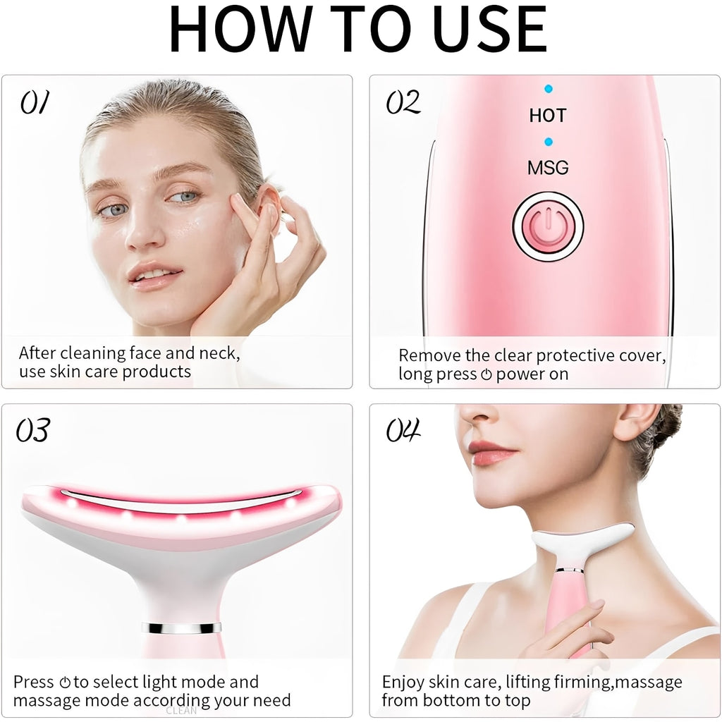 Revitalize Your Skin with the 3-in-1 Neck Face Massager - The Ultimate Facial Sculpting Tool with Heating and Vibration