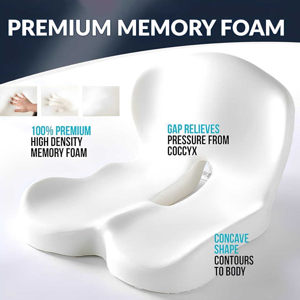 Memory Foam Seat Cushion Lumbar Support Ergonomic Back Support for Office Car