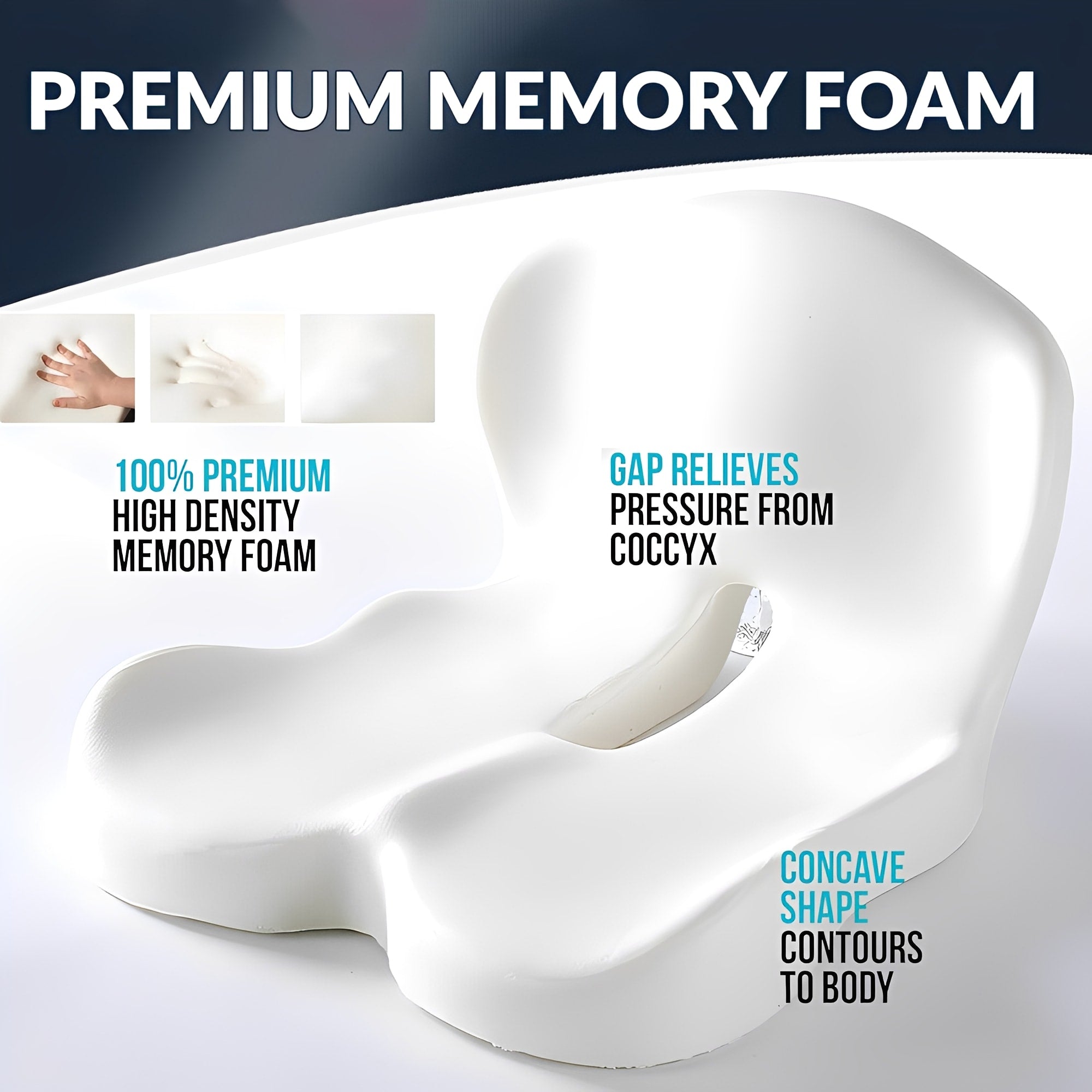 Memory Foam Seat Cushion Lumbar Support Ergonomic Back Support for Office Car