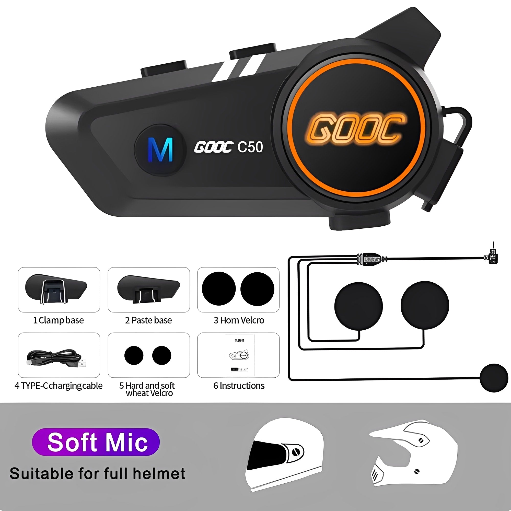Experience the Ultimate Freedom with Our Bluetooth 5.3 Waterproof Motorcycle Helmet Headset - Hands-Free Calling and Music on the Go!