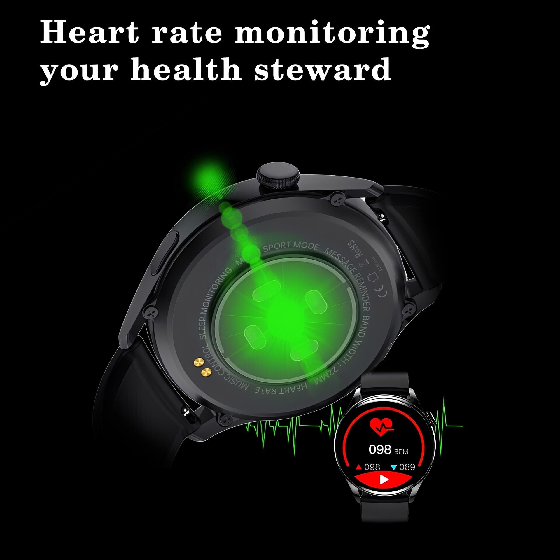 Smart Waterproof Fitness Tracker Watch with Heart Rate Monitor and Alexa Compatibility for iPhone and Android