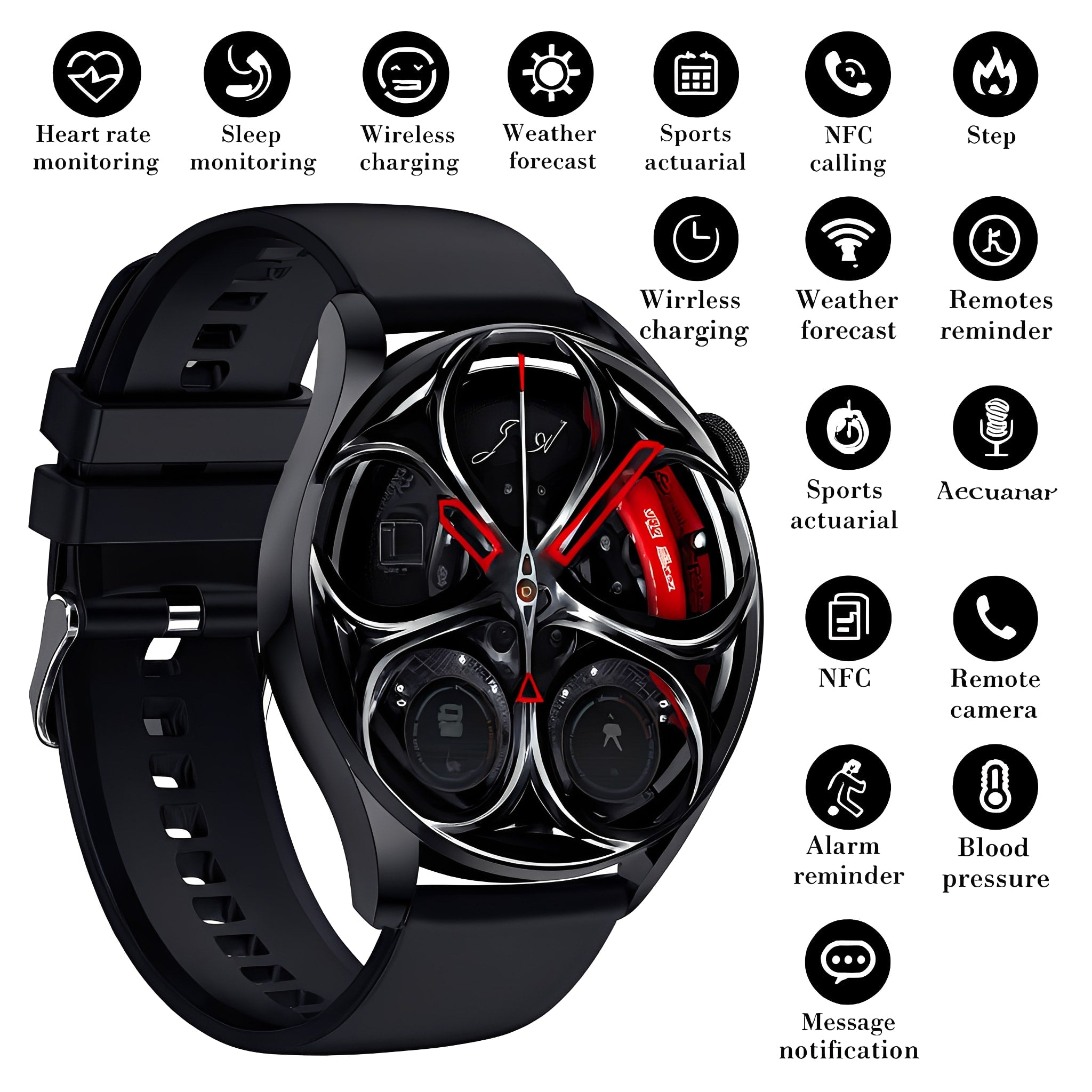 Smart Waterproof Fitness Tracker Watch with Heart Rate Monitor and Alexa Compatibility for iPhone and Android