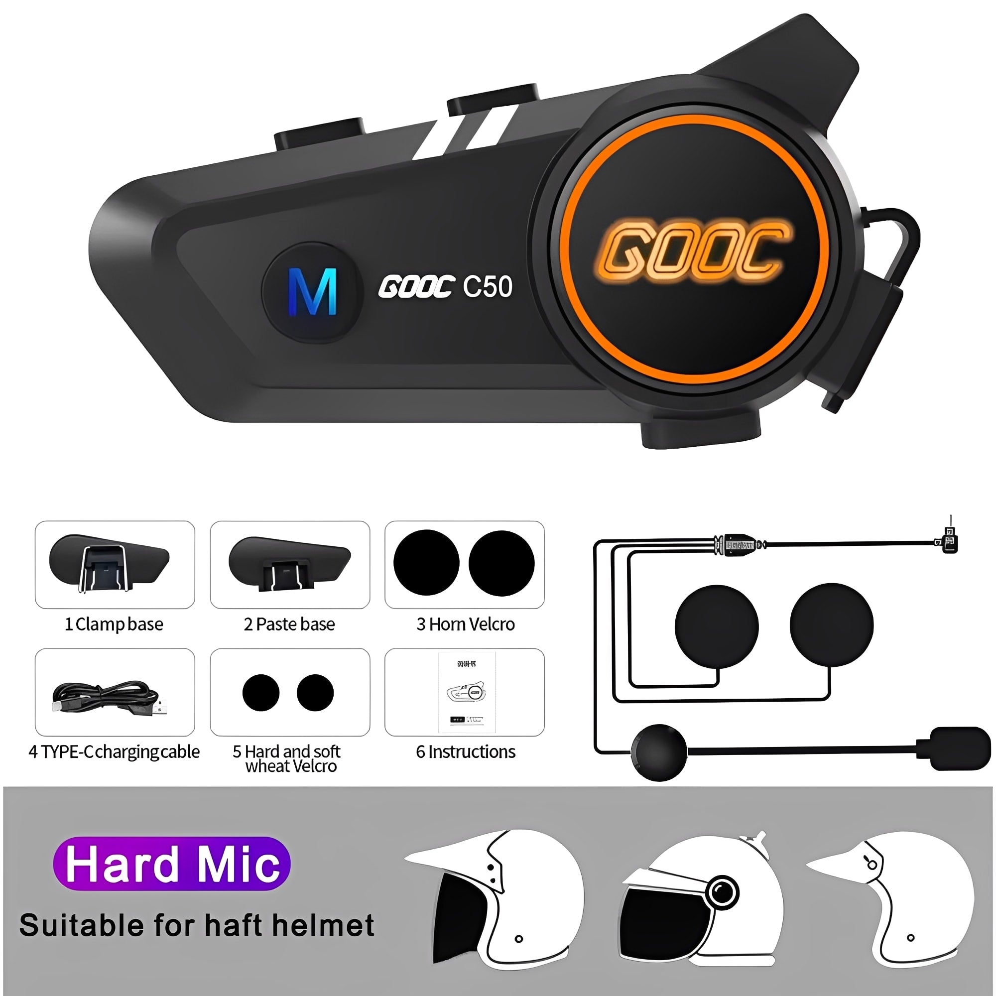 Experience the Ultimate Freedom with Our Bluetooth 5.3 Waterproof Motorcycle Helmet Headset - Hands-Free Calling and Music on the Go!