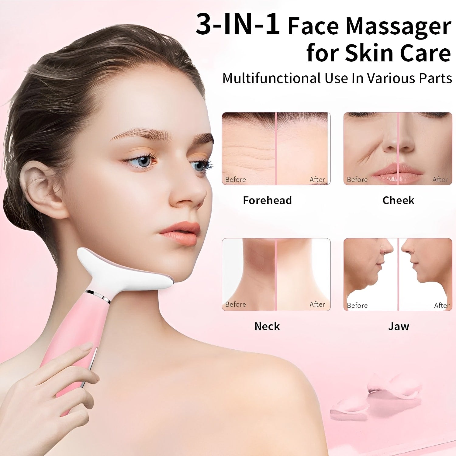 Revitalize Your Skin with the 3-in-1 Neck Face Massager - The Ultimate Facial Sculpting Tool with Heating and Vibration