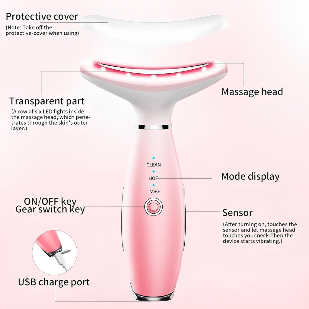 Revitalize Your Skin with the 3-in-1 Neck Face Massager - The Ultimate Facial Sculpting Tool with Heating and Vibration