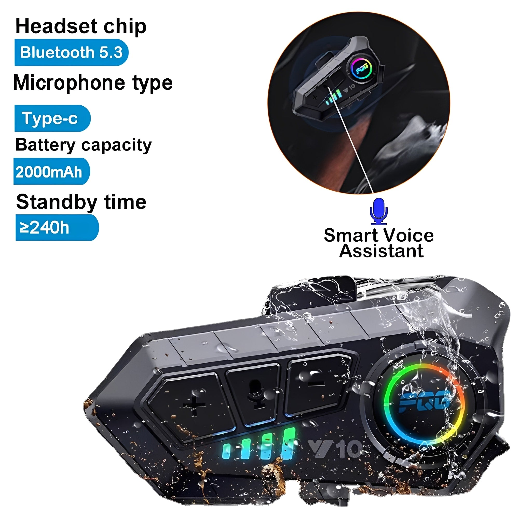 Experience the Ultimate Freedom with Our Bluetooth 5.3 Waterproof Motorcycle Helmet Headset - Hands-Free Calling and Music on the Go!