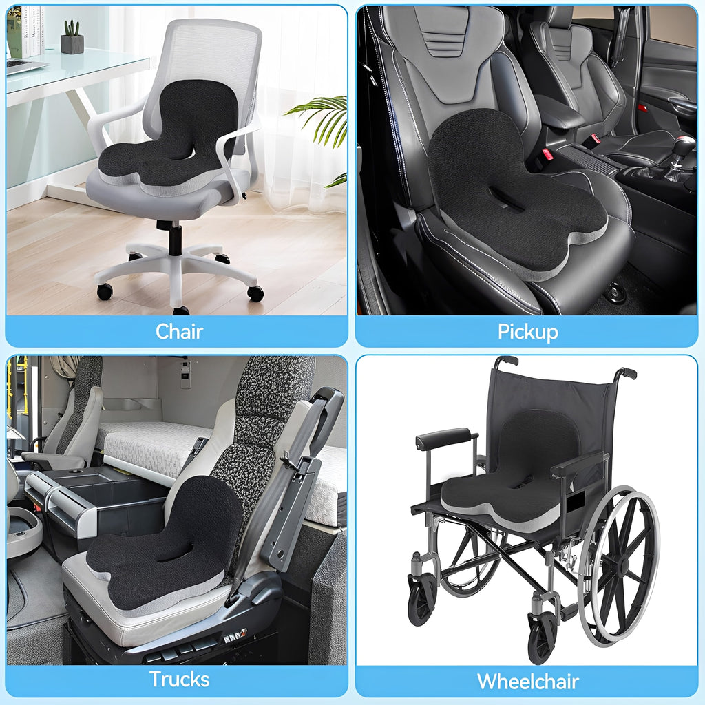 Memory Foam Seat Cushion Lumbar Support Ergonomic Back Support for Office Car