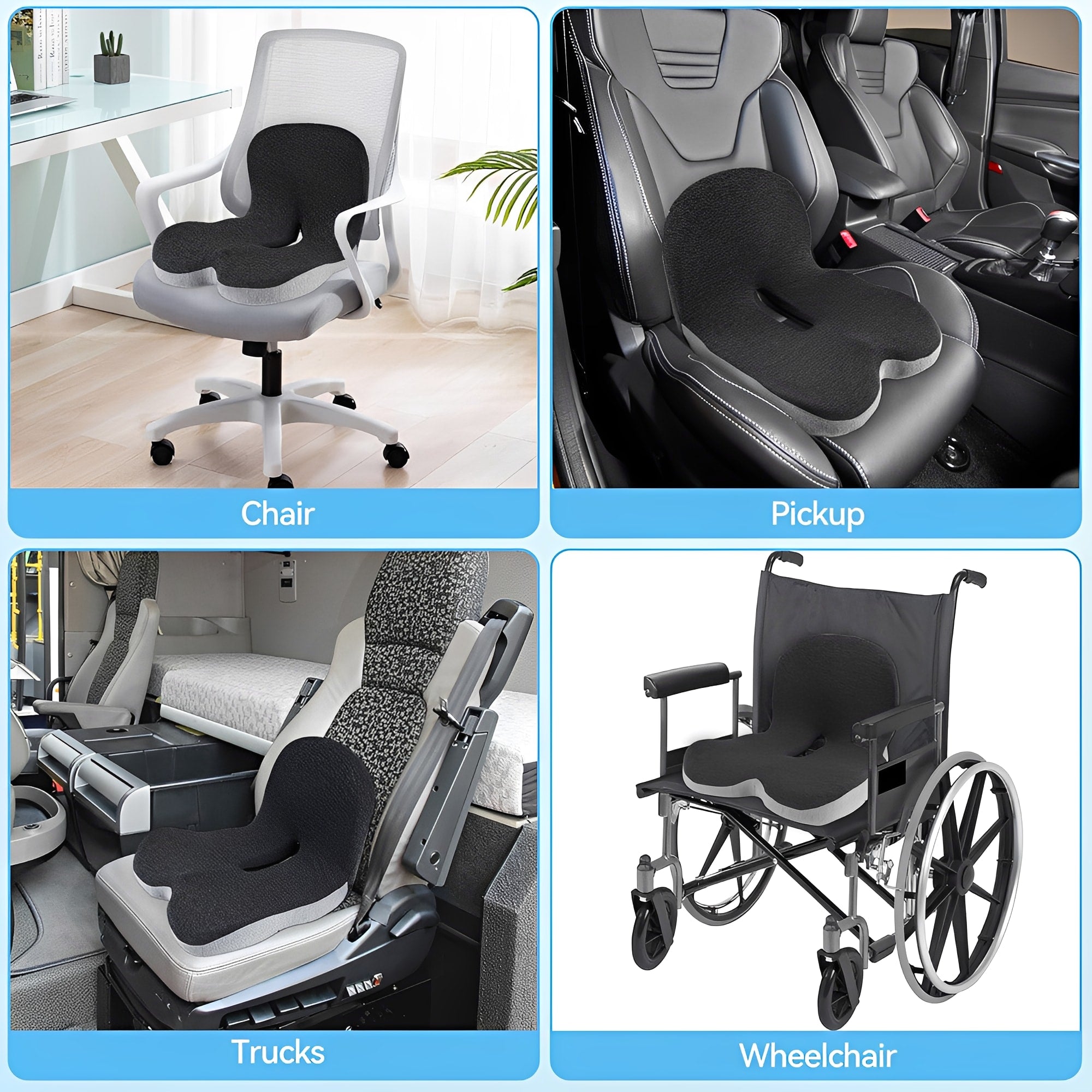 Memory Foam Seat Cushion Lumbar Support Ergonomic Back Support for Office Car